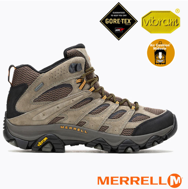 【MERRELL】男 MOAB 3 MID GORE-TEX 多功能防水透氣中筒登山健行鞋/ML035795 大地棕✿30E010